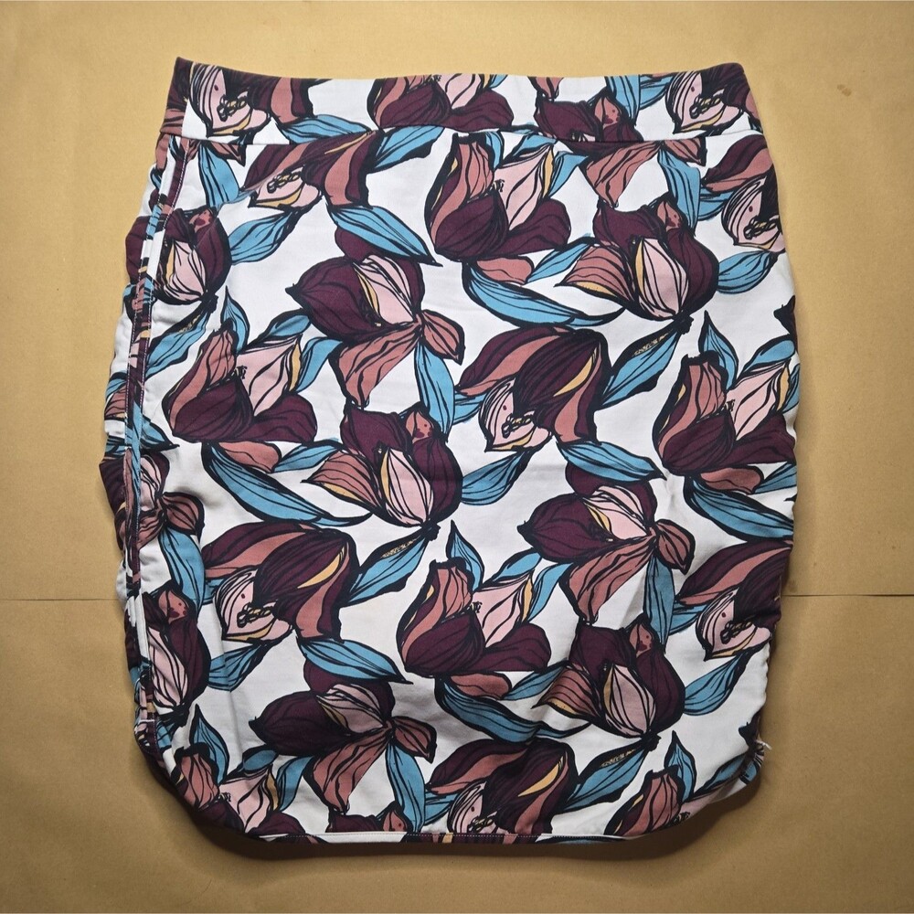Ann Taylor Loft Pencil Skirt Size 8 Floral Cotton Stretch Lined Straight